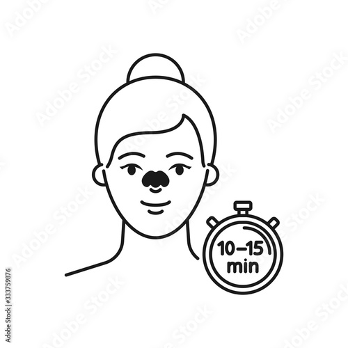 Pore cleansing, nose strip applying line style icon