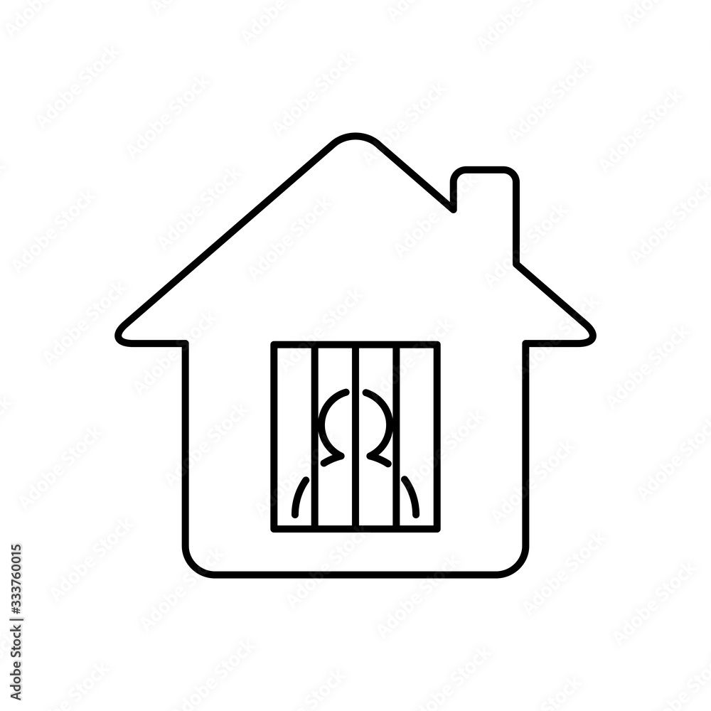 Home isolation, quarantine icon line style Home isolation, quarantine icon line style