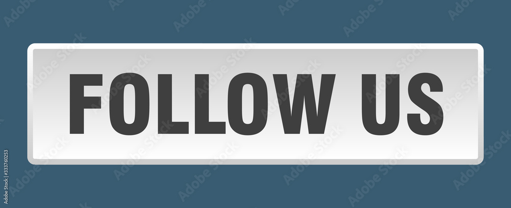 follow us button. follow us square white push button