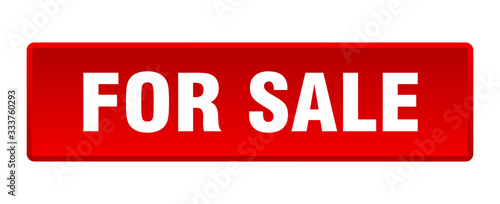 for sale button. for sale square red push button