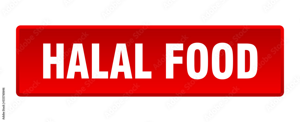 halal food button. halal food square red push button halal food button. halal food square red push button