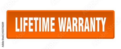 lifetime warranty button. lifetime warranty square orange push button