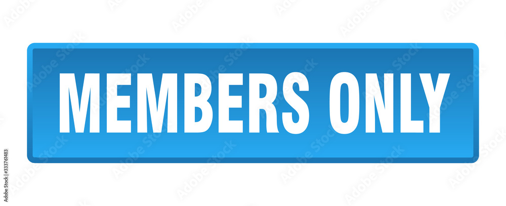 members only button. members only square blue push button members only button. members only square blue push button