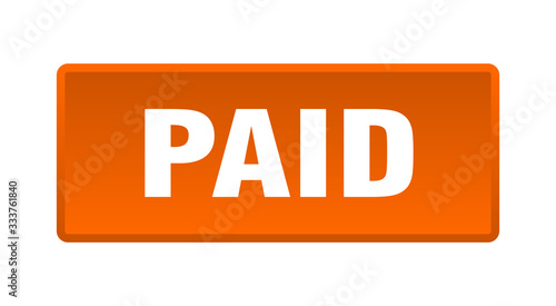 paid button. paid square orange push button