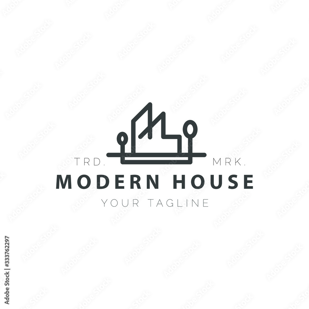 modern hous line art logo design modern hous line art logo design