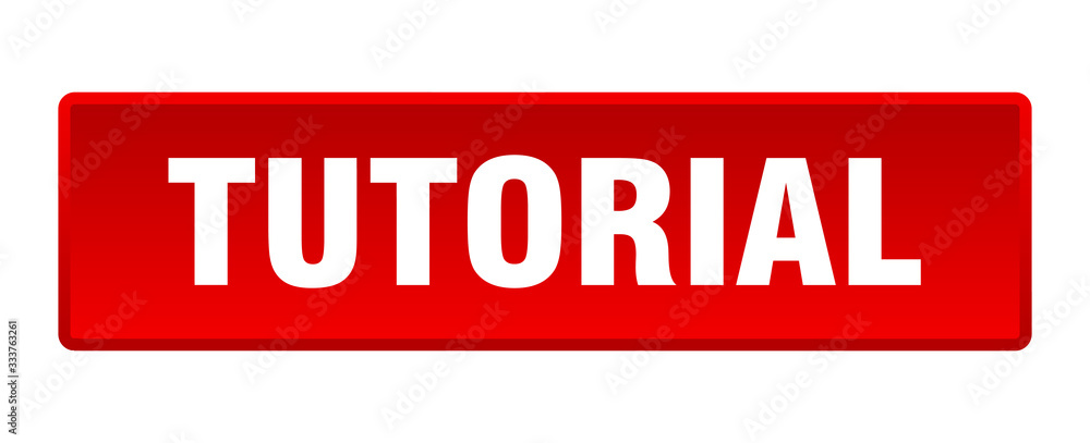 tutorial button. tutorial square red push button tutorial button. tutorial square red push button