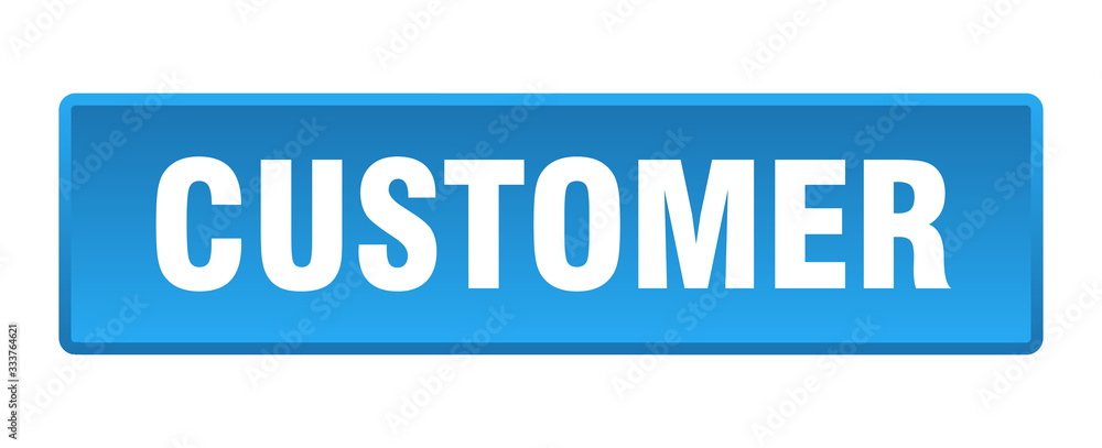 customer button. customer square blue push button customer button. customer square blue push button