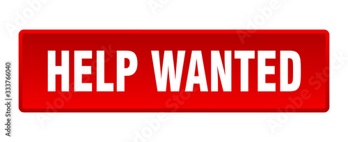 help wanted button. help wanted square red push button
