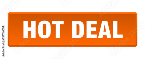 hot deal button. hot deal square orange push button