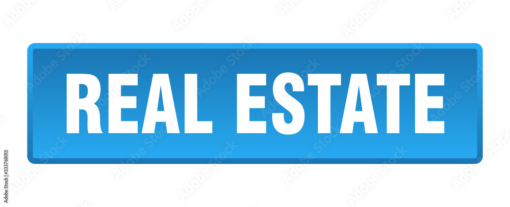 real estate button. real estate square blue push button real estate button. real estate square blue push button