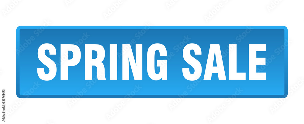 spring sale button. spring sale square blue push button