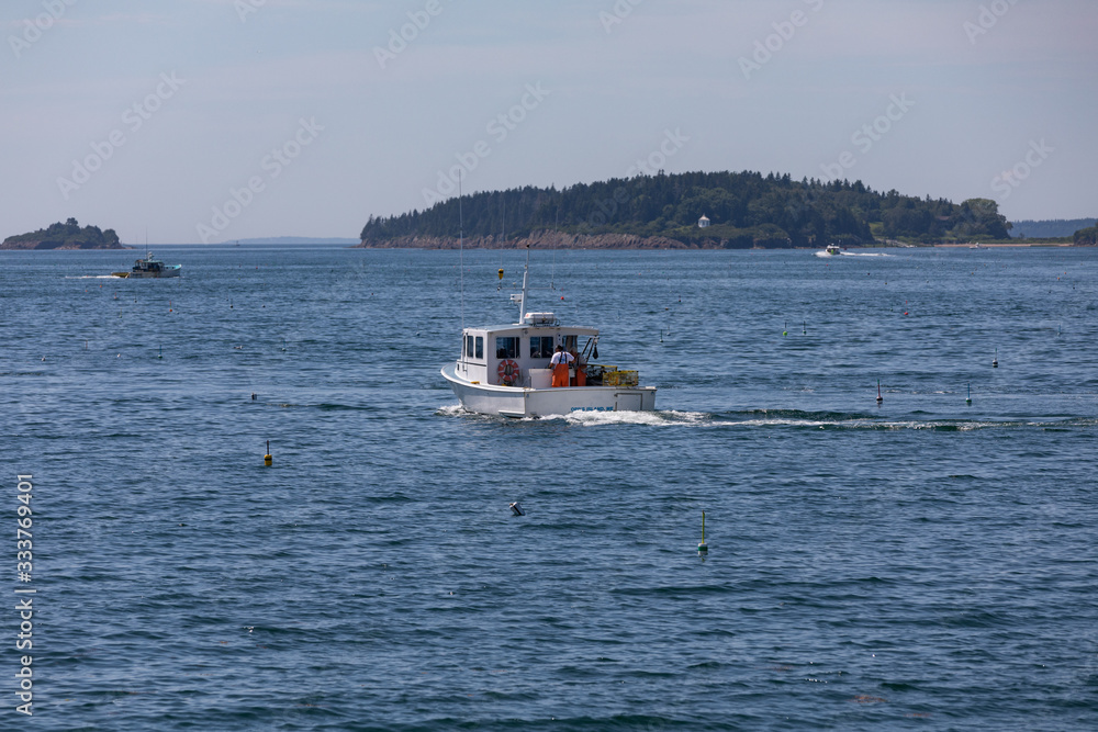 Lobster Boat fishing in coatal Maine