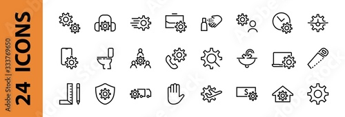 A simple set of settings and options related to Vector Line Icons. Contains icons such as set time, business, phone, and more. Editable Stroke.. 480x480
