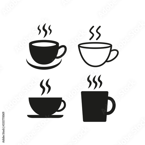 Coffee cup flat icons on white background.