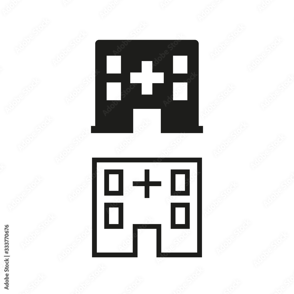 Hospital icon on white background. Hospital icon on white background.