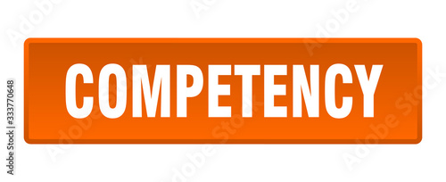 competency button. competency square orange push button