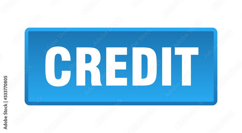 credit button. credit square blue push button credit button. credit square blue push button
