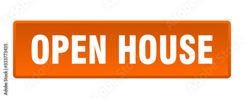 open house button. open house square orange push button
