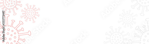 Banner with coronavirus lineart illustration on a with background