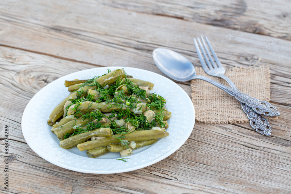 Turkish Food Broad Beans with Yogurt, Dill and Olive Oil / Zeytinyagli Bakla. Turkish Food Broad Beans with Yogurt, Dill and Olive Oil / Zeytinyagli Bakla.