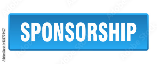 sponsorship button. sponsorship square blue push button