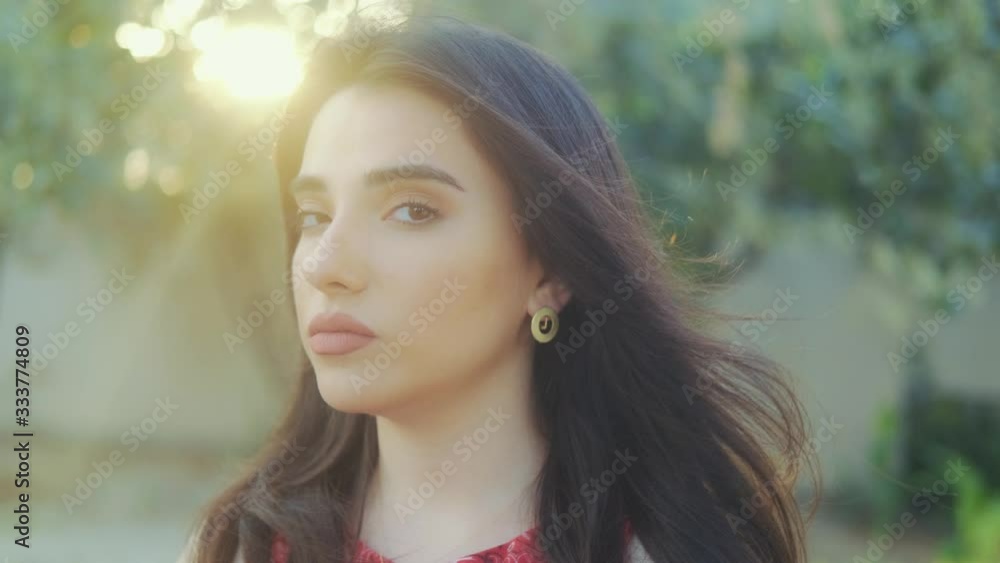 young beautiful model sad looking at camera and posing sunlight young beautiful model sad looking at camera and posing sunlight