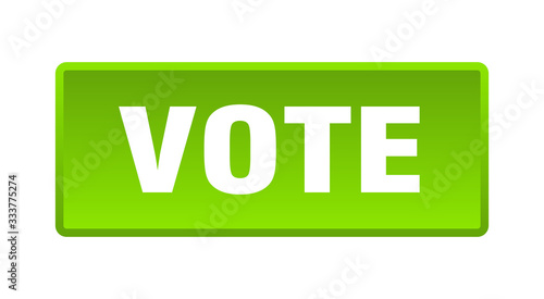 vote button. vote square green push button