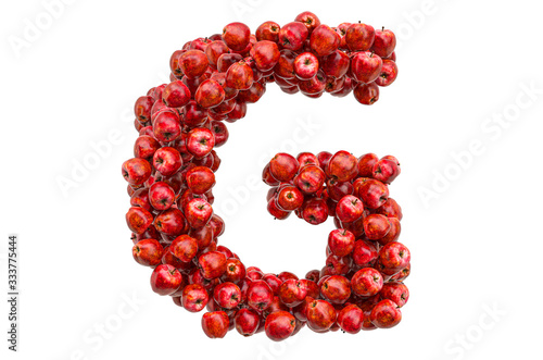Letter G from red apples, 3D rendering