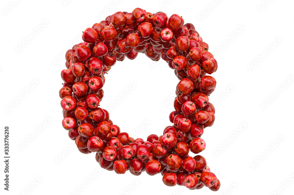 Letter Q from red apples, 3D rendering Letter Q from red apples, 3D rendering