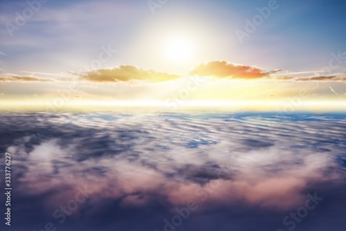 Beautiful heavenly landscape with the sun in the clouds  .
