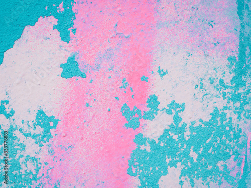 Photography Turquoise and pink shabby concrete wall with flaky plaster