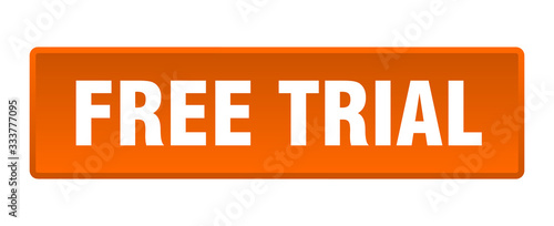 free trial button. free trial square orange push button