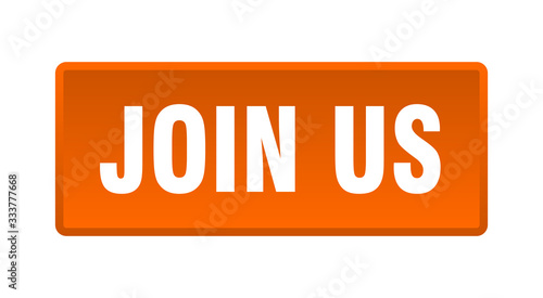 join us button. join us square orange push button