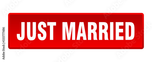 just married button. just married square red push button