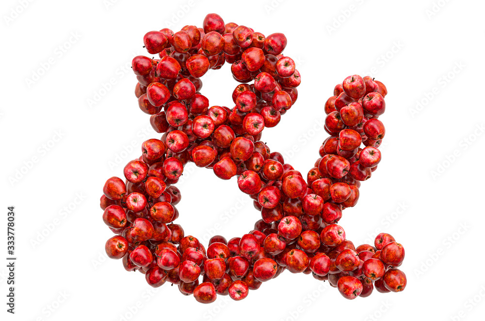 Ampersand symbol from red apples, 3D rendering Ampersand symbol from red apples, 3D rendering