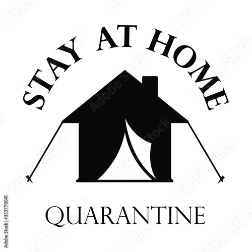 Stay at home, poster with text for self quarine times. No travel. Vector illustration, EPS 10.