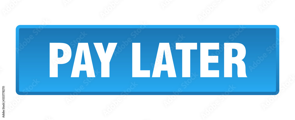 pay later button. pay later square blue push button pay later button. pay later square blue push button
