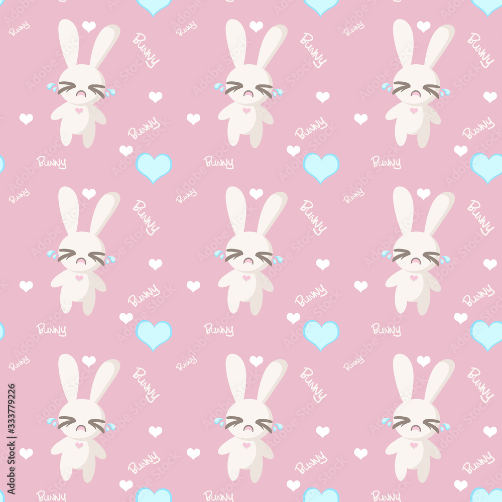 Seamless Texture with a cute crying rabbit Seamless Texture with a cute crying rabbit