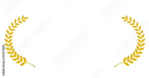 金色メタリックの月桂冠・月桂樹のフレーム・飾り罫・オーナメント（ワイド）