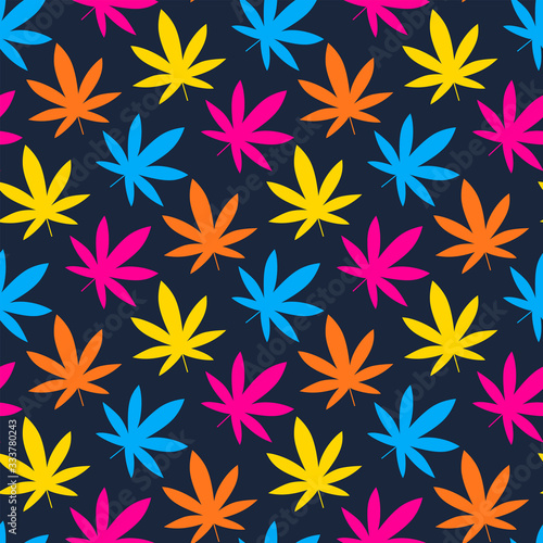 Cannabis leaf, Marijuana leaf seamless pattern