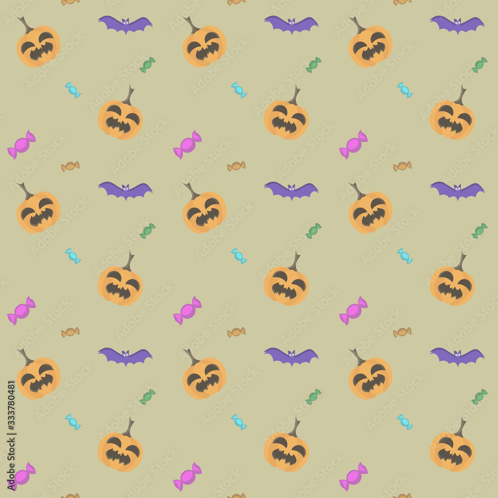 halloween background with pumpkin sweets and a bat halloween background with pumpkin sweets and a bat
