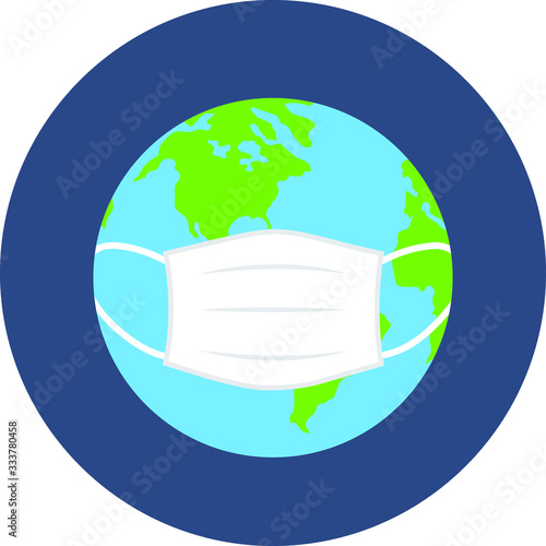 World / Globe wearing mask showing global epidamic