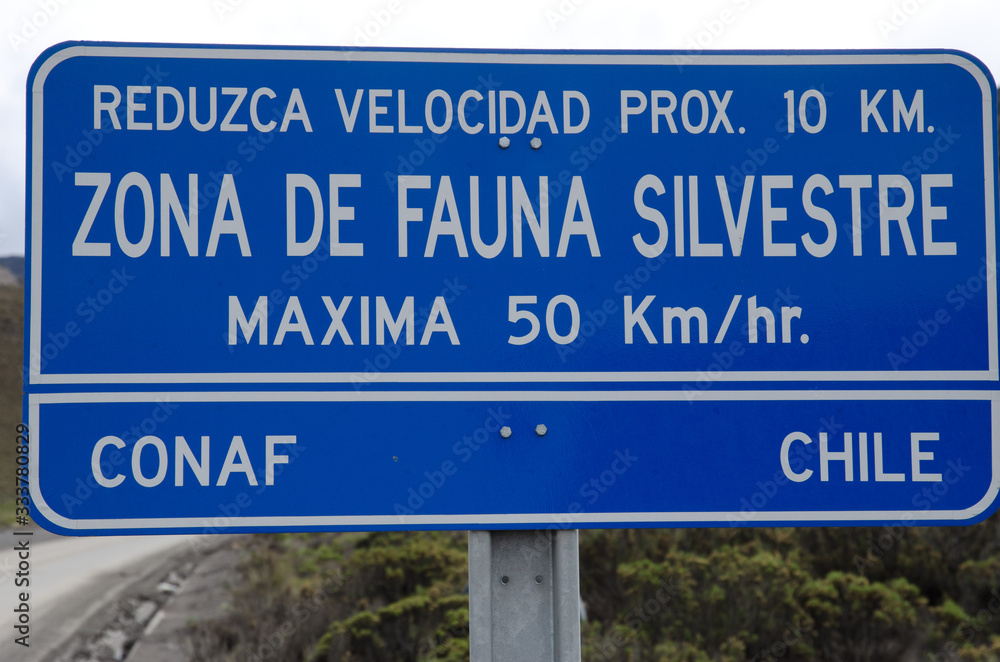 Wildlife crossing signal in the Arica y Parinacota Region. Wildlife crossing signal in the Arica y Parinacota Region.
