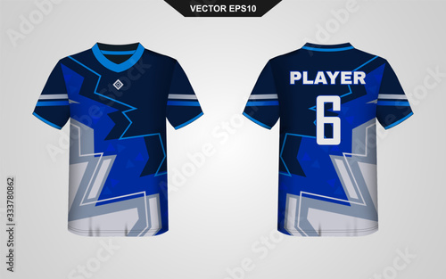 T-shirt sport vector design template, Soccer jersey mockup for football club. uniform front and back view. Clothing for Men adult. Can use for printing, branding logo team, squad, match event