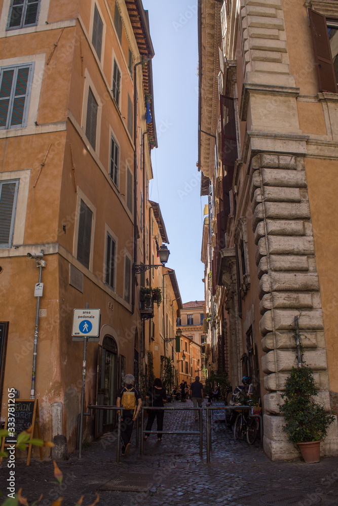ROME, ITALY-September 25, 2019: warm autumn walks through the streets of Rome through the eyes of a tourist