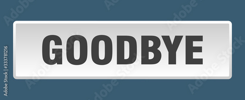 goodbye button. goodbye square white push button
