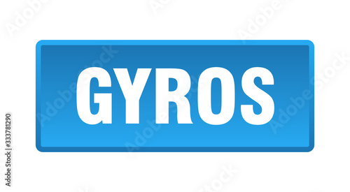 gyros button. gyros square blue push button