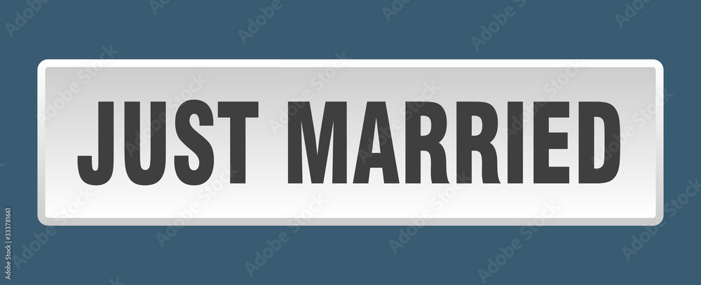 just married button. just married square white push button