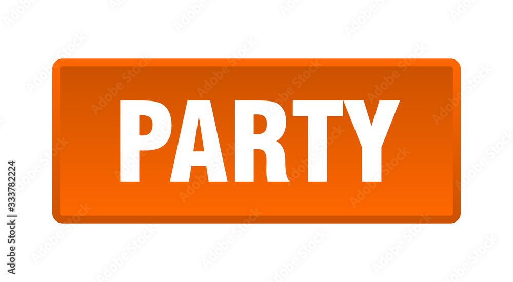 party button. party square orange push button party button. party square orange push button