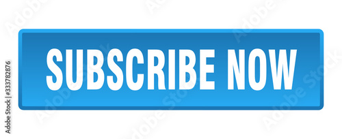 subscribe now button. subscribe now square blue push button